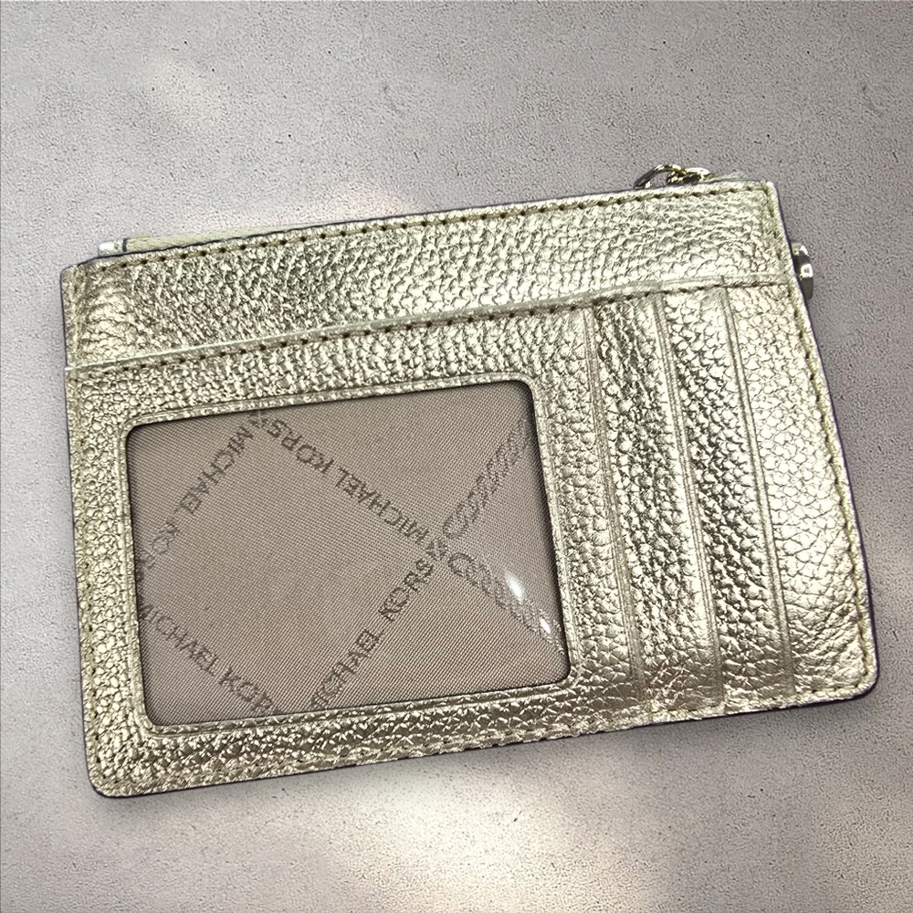 Michael Kors Jet Set Small Metallic Gold Leather Coin‎ Purse Wallet - Picture 3 of 9